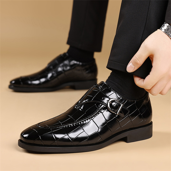 Men's monk shoes square toe buckle trendy shoes