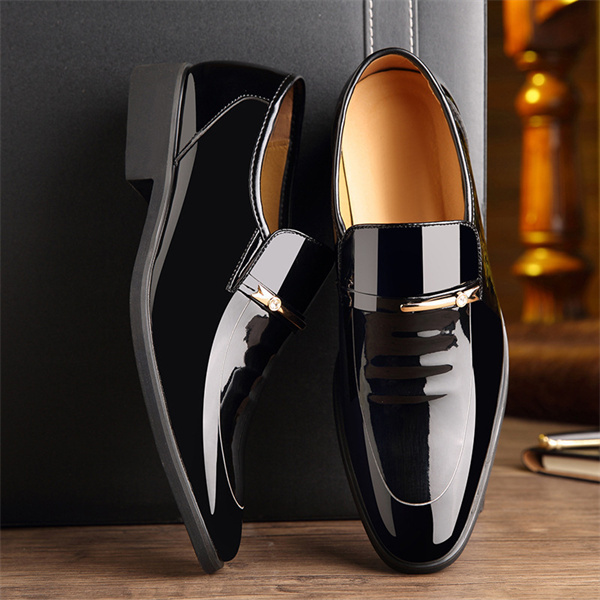 Pointed patent leather business formal casual men's leather shoes