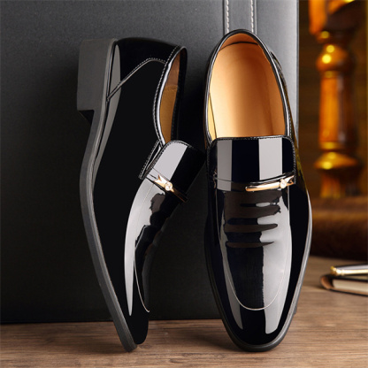 Pointed patent leather business formal casual men's leather shoes