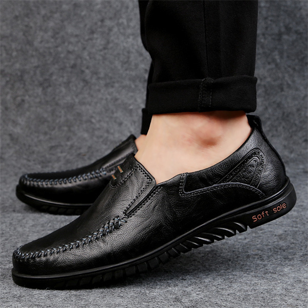 Comfortable cowhide men's business casual leather shoes breathable and comfortable popular classic dad shoes large size casual shoes men