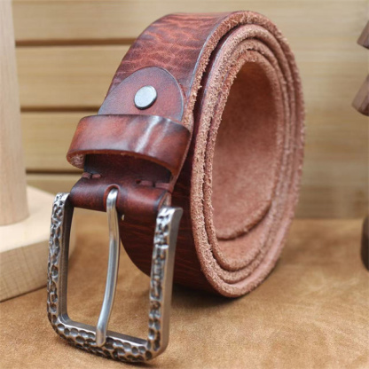 Handcrafted Full Grain Leather Belt | 1.5" Wide Thickened, Men's Belt