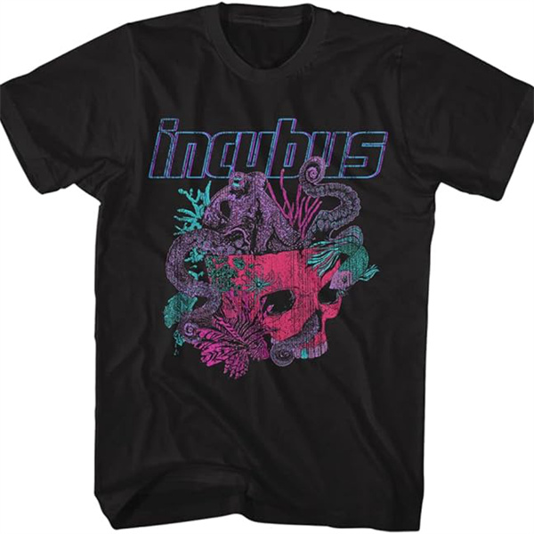 Subnautica Incubus Rock Skull Octopus Print T-Shirt