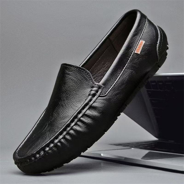 Genuine leather comfortable and casual slip-on loafers