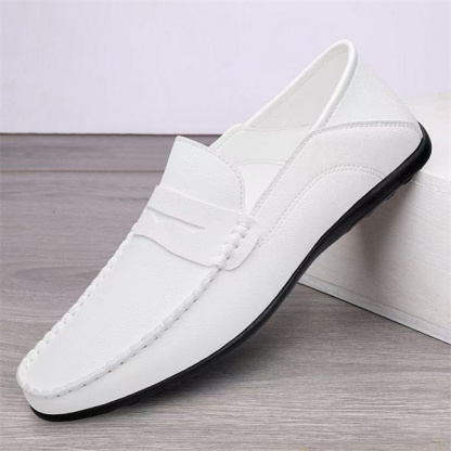 Hand-stitched genuine leather loafers | Slip-on soft-soled business casual shoes