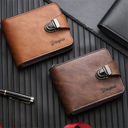 New men's short business zipper wallet with multiple card slots and large capacity.