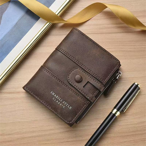 Hot-selling men's retro short anti-magnetic thin leather wallet, a luxurious three-in-one multi-functional card holder