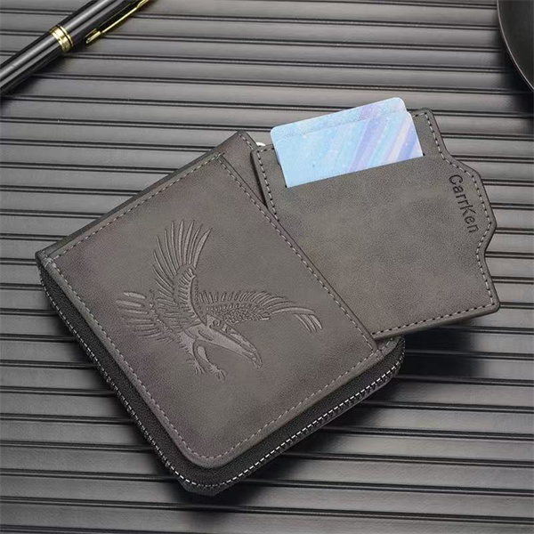 New men's wallet, stylish short retro style, coin clip