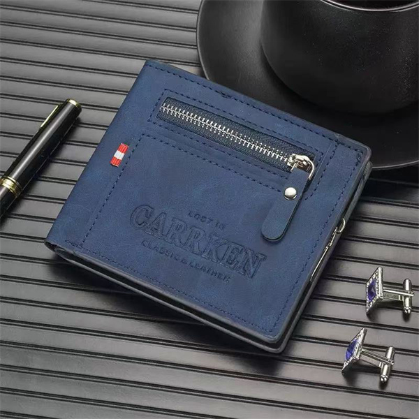 Retro Men's Wallet, Short, Multifunctional, Multi-Card Slots, Large Capacity Zippered Card Holder/Money Clip