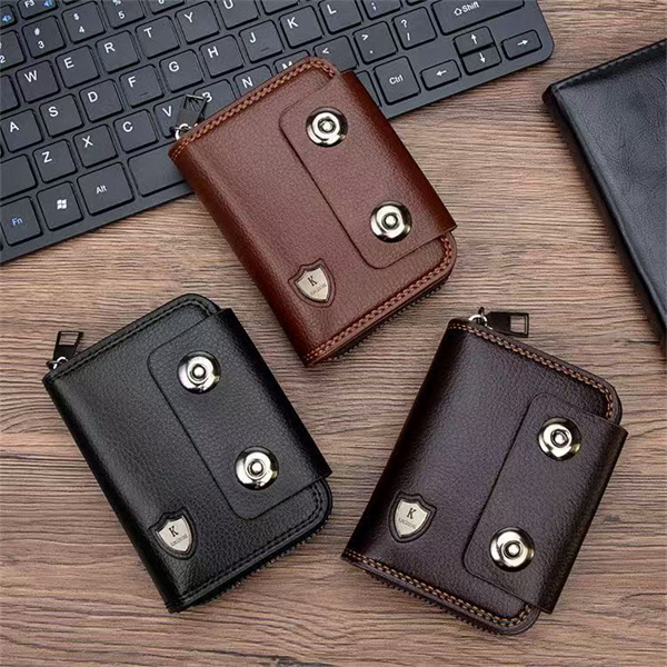 Trendy metal men's double magnetic clasp accordion card holder