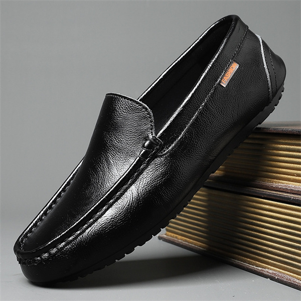 Men's breathable soft sole Korean style casual leather shoes