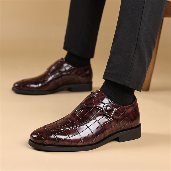 Men's monk shoes square toe buckle trendy shoes