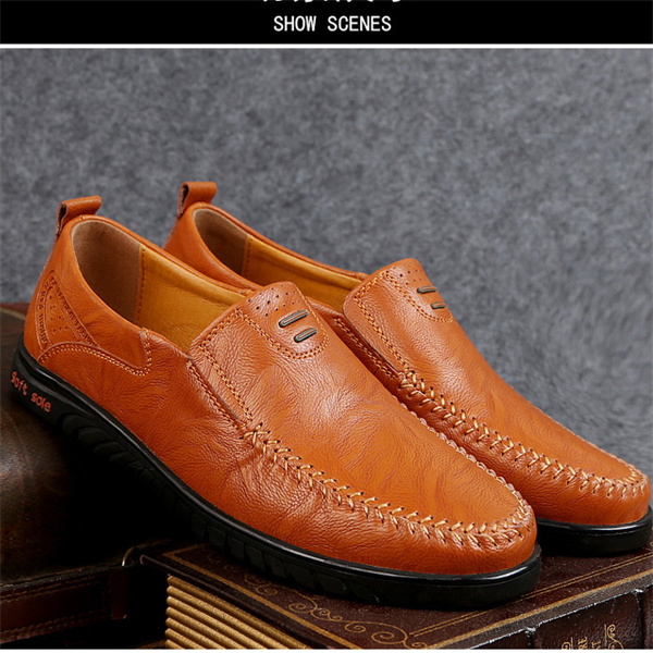 Comfortable cowhide men's business casual leather shoes breathable and comfortable popular classic dad shoes large size casual shoes men