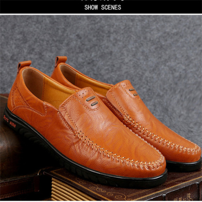 Comfortable cowhide men's business casual leather shoes breathable and comfortable popular classic dad shoes large size casual shoes men