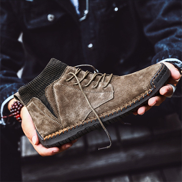Fashionable men's high-top cotton casual handmade shoes