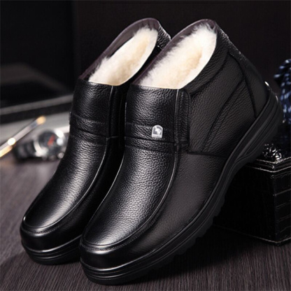 Men's leather waterproof fleece lined soft sole  shoes