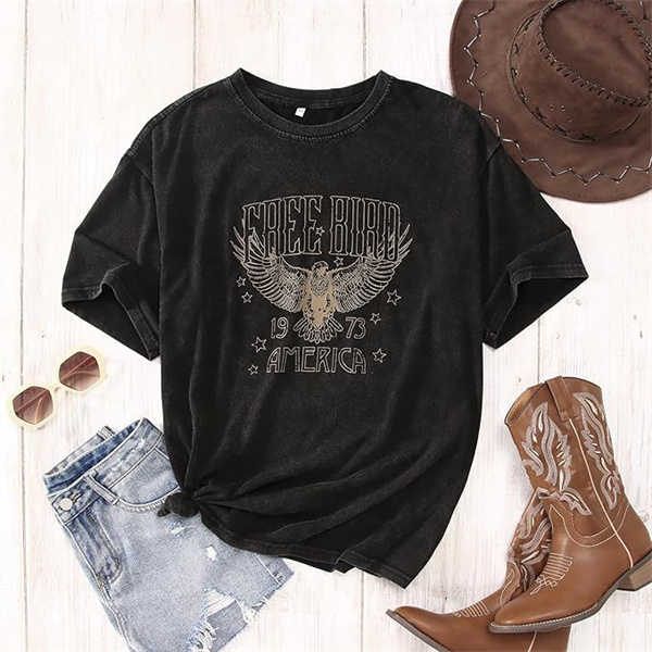 Free Bird | American Retro Distressed Washed Short-Sleeve T-Shirt