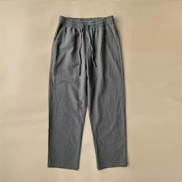 Cotton Linen Pants Men Casual LooseDrawstring Waist Summer Beach Pants