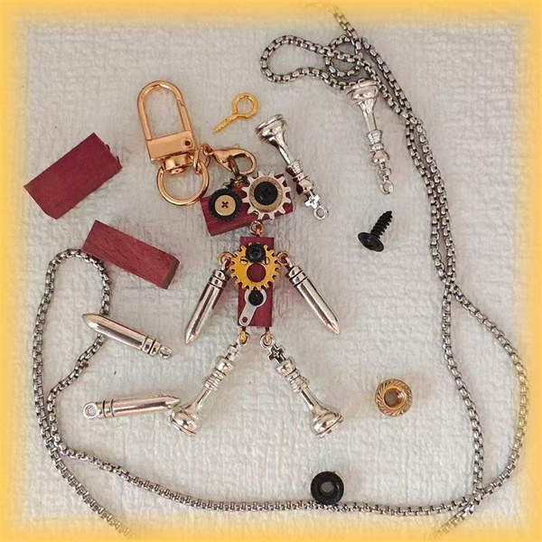 DIY handmade jewelry accessories, steampunk robot gifts, niche backpacks, phone chains, keychains, and custom designs