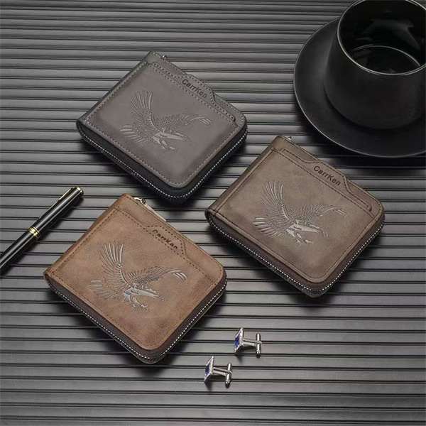 New men's wallet, stylish short retro style, coin clip