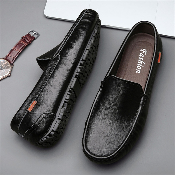 Men's breathable soft sole Korean style casual leather shoes