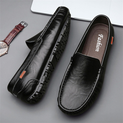 Men's breathable soft sole Korean style casual leather shoes