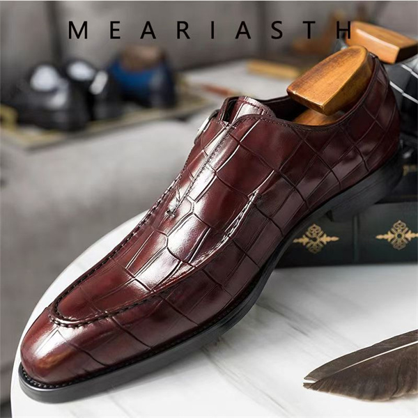 Men's monk shoes square toe buckle trendy shoes