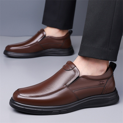 Men's genuine leather cowhide business casual men's shoes non-slip breathable middle-aged and elderly soft sole dad leather shoes one-step men's shoes