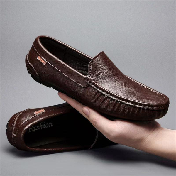Genuine leather comfortable and casual slip-on loafers