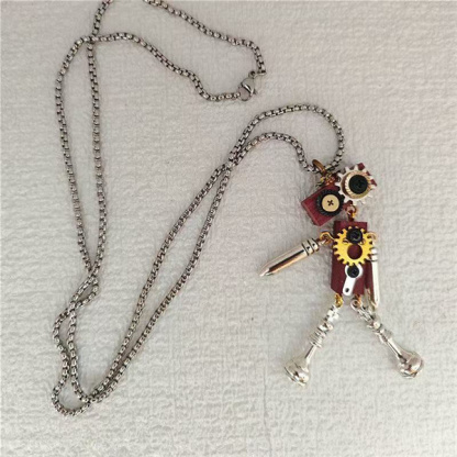 🤖 Steampunk-style handmade robot necklace