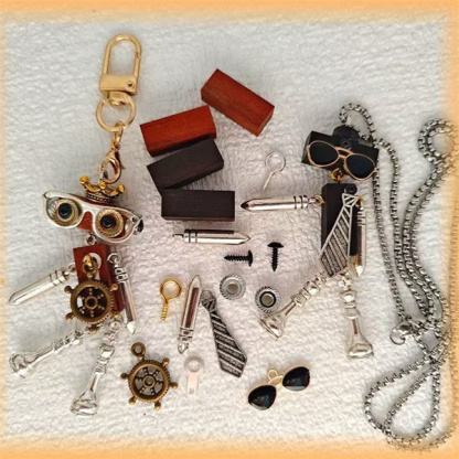DIY handmade jewelry accessories, steampunk robot gifts, niche backpacks, phone chains, keychains, and custom designs