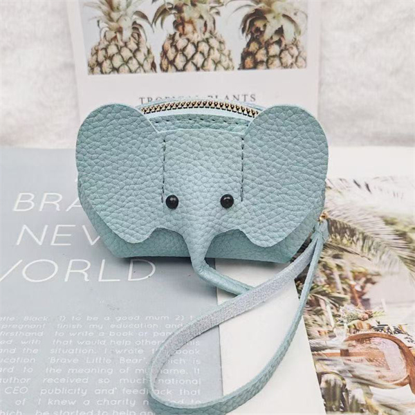 New genuine leather coin purse, key pouch, creative card holder, elephant bag