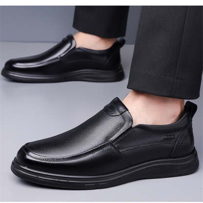 Men's genuine leather cowhide business casual men's shoes non-slip breathable middle-aged and elderly soft sole dad leather shoes one-step men's shoes