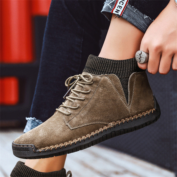 Fashionable men's high-top cotton casual handmade shoes