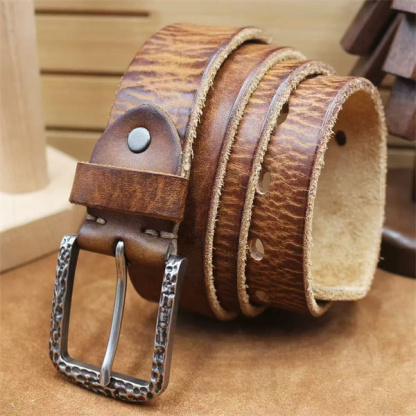 Handcrafted Full Grain Leather Belt | 1.5" Wide Thickened, Men's Belt