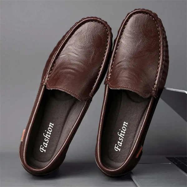Genuine leather comfortable and casual slip-on loafers
