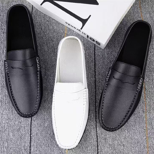 Hand-stitched genuine leather loafers | Slip-on soft-soled business casual shoes