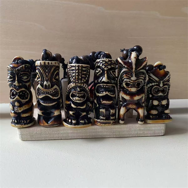 Tiki Resin Protection Amulet  Handmade Vintage Jewelry