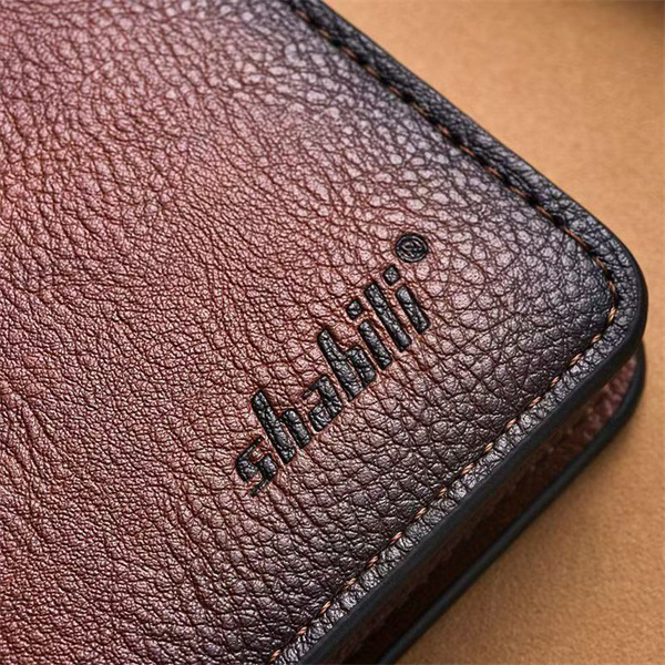New men's wallet, ultra-thin short soft leather wallet with a retro distressed finish, multi-card slots, large capacity.