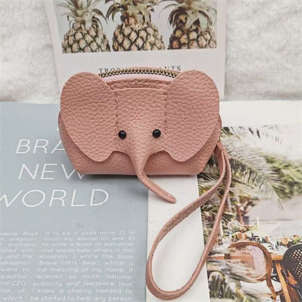 New genuine leather coin purse, key pouch, creative card holder, elephant bag
