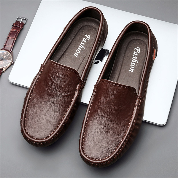 Men's breathable soft sole Korean style casual leather shoes
