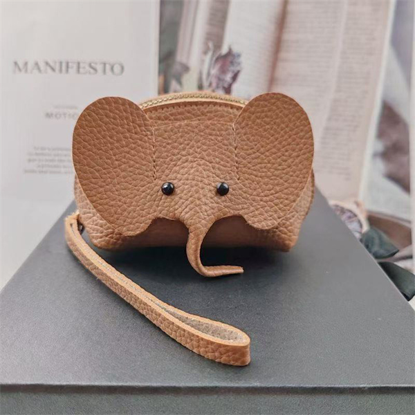 New genuine leather coin purse, key pouch, creative card holder, elephant bag