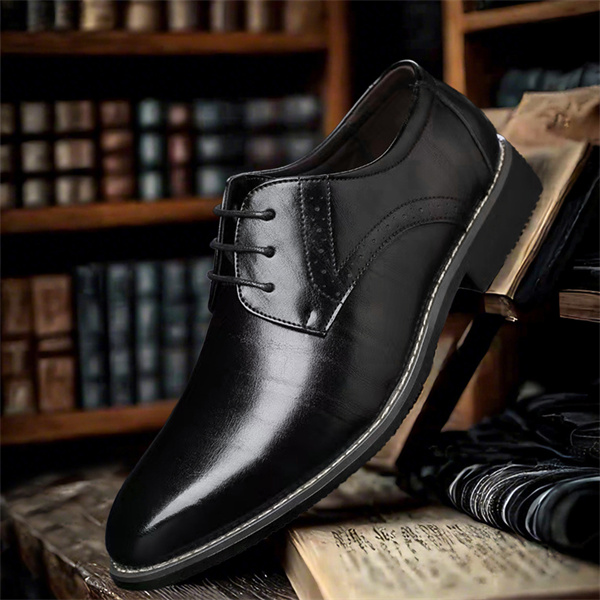 Four Seasons Men's British Pointed Toe Business Casual Leather Shoes