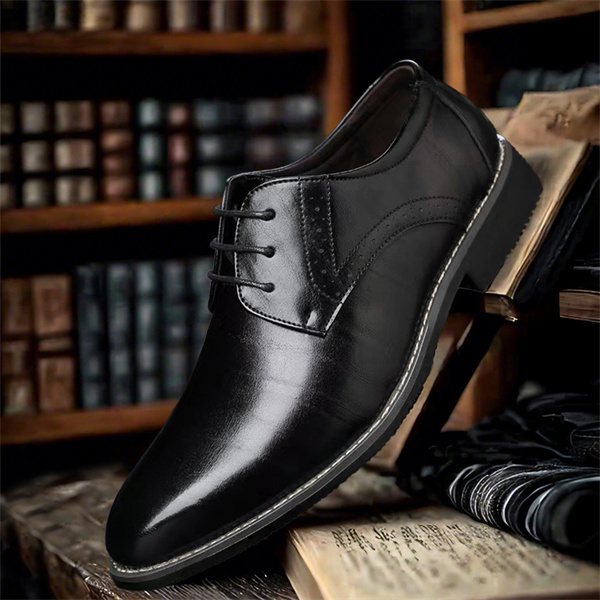 Four Seasons Men's British Pointed Toe Business Casual Leather Shoes