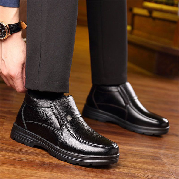 Men's leather waterproof fleece lined soft sole  shoes
