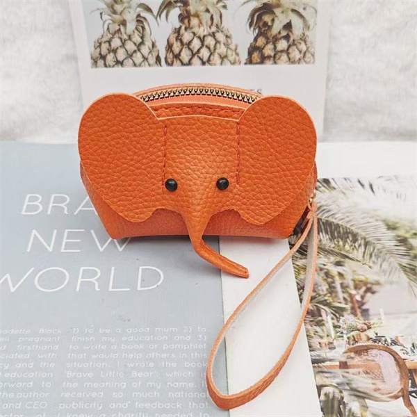 New genuine leather coin purse, key pouch, creative card holder, elephant bag
