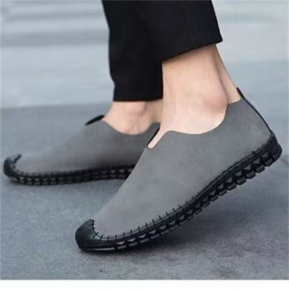 New men's casual leather shoes lazy slip-on soft sole punching driving loafers