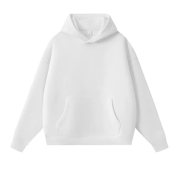 Liquid cotton solid color dropped shoulder loose pullover hooded sweatshirt
