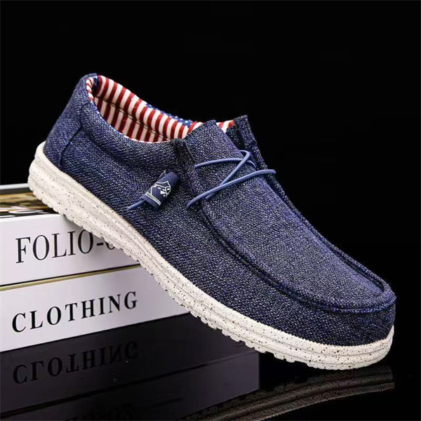 Summer style dad shoes, breathable slip-on canvas shoes, lightweight men's casual shoes for the elderly, widened walking shoes