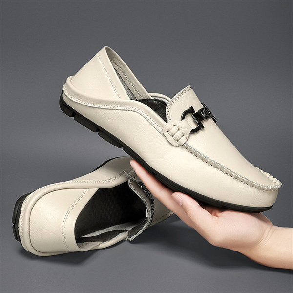 Men's genuine leather loafers fashionable and versatile cowhide shoes for business casual shoes breathable soft surface and soft sole trendy shoes