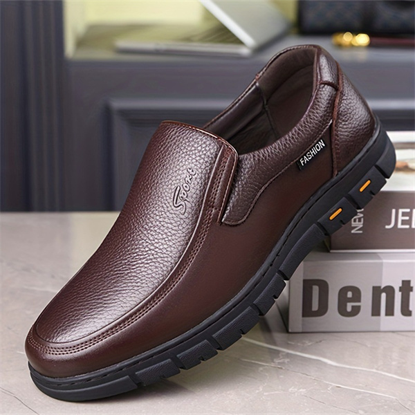 shein men's leather shoes genuine leather breathable business casual men's soft bottom non-slip leather shoes